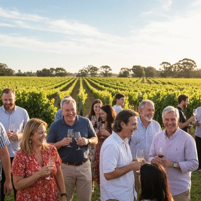 Donnybrook winery community gathering with wine tasting